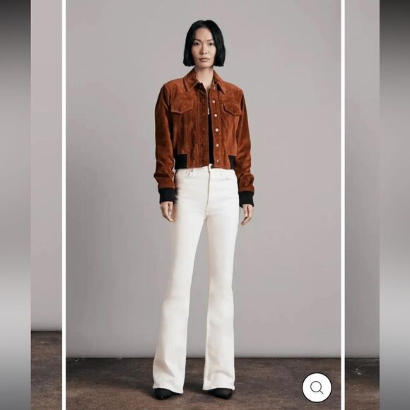 Rag & Bone Flare Wide Leg Jeans Ecru 25 - Picture 2 of 8